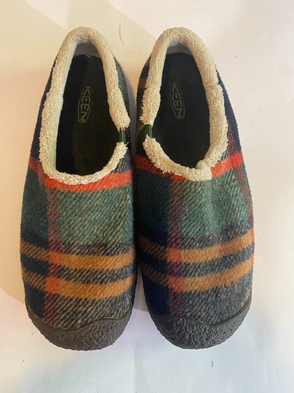 KEEN Plaid Slip-On Slippers with Rubber Sole - UNISEX